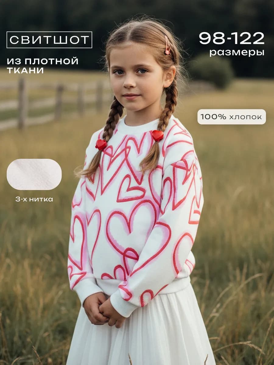 Свитшот для девочки кофта с принтом - фото 1