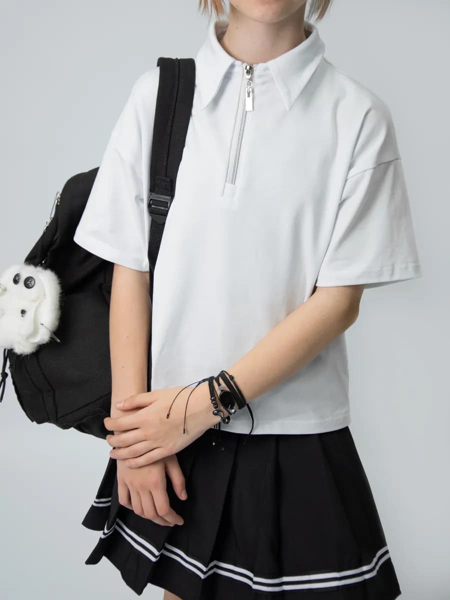 Блузка школьная для девочки с коротким рукавом