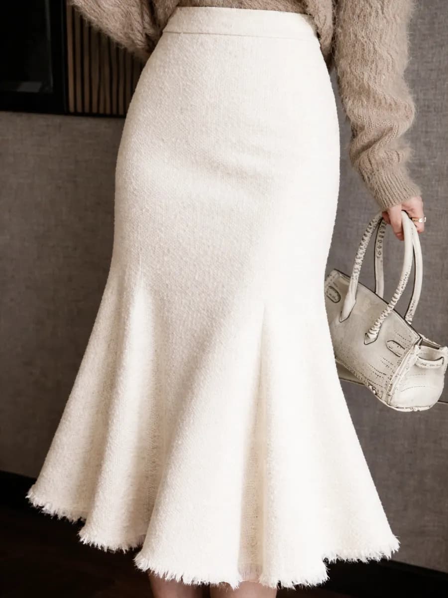 Юбка длинная вязанная с бахромой