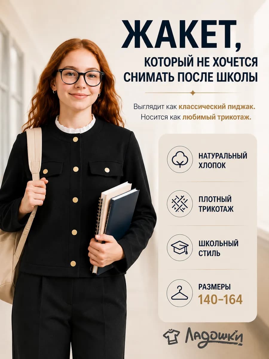 Трикотажный жакет для подростка пиджак черный школьная форма