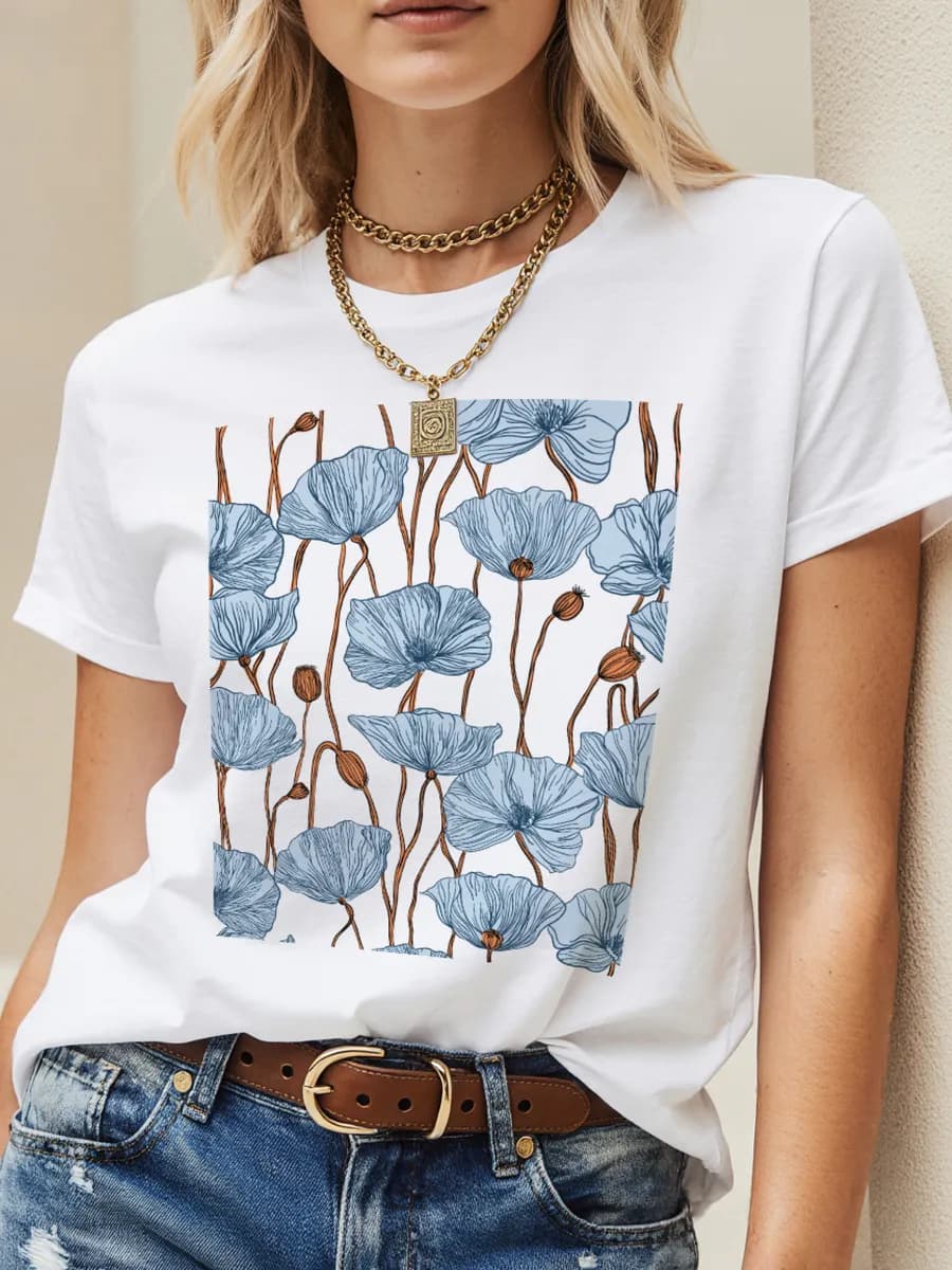 Футболка с принтом нарядная хлопковая весенняя