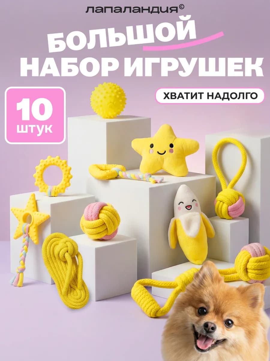 Игрушки для собак мелких пород кошек набор 10 шт