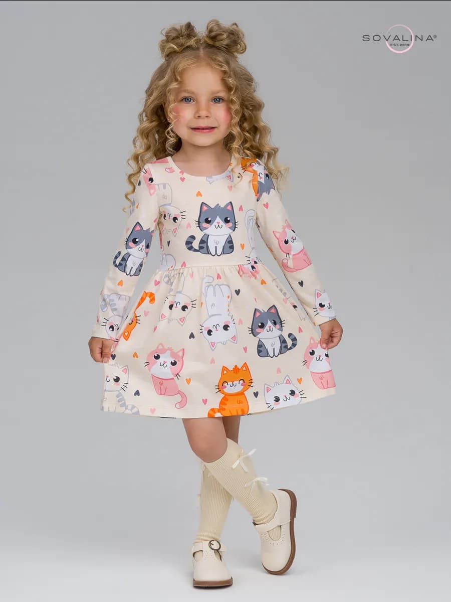 Платье в садик длинный рукав