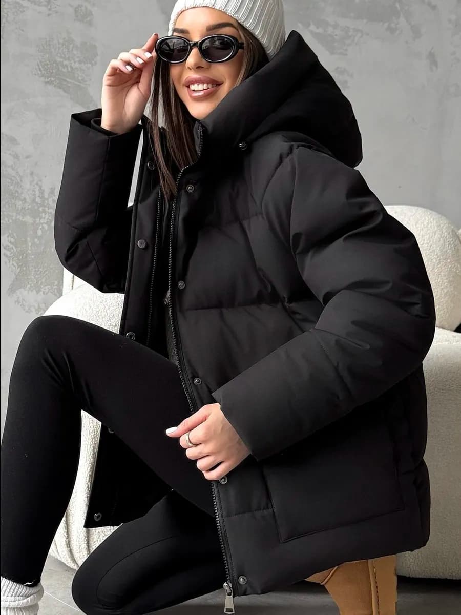 Куртка зимняя короткая с капюшоном