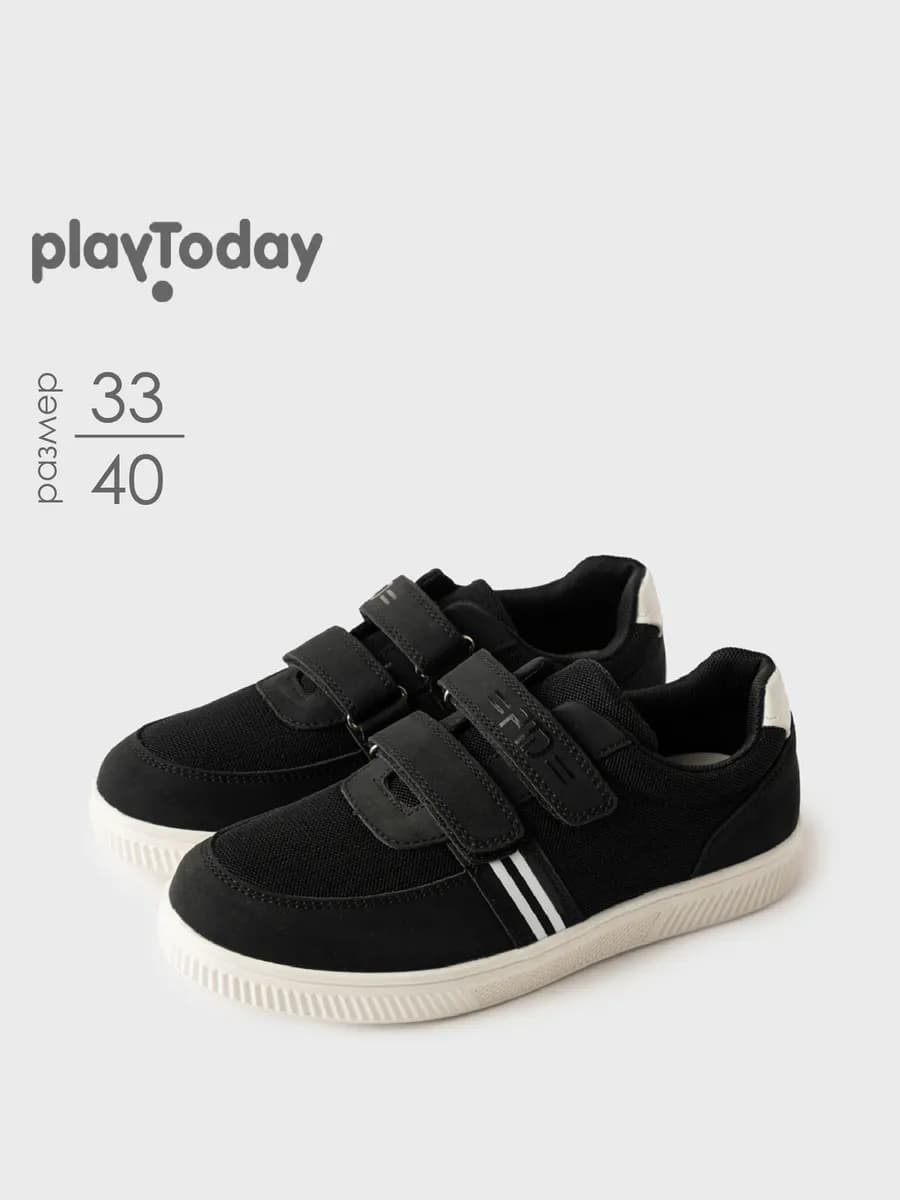 Полуботинки черные на липучках кеды школьные на сменку