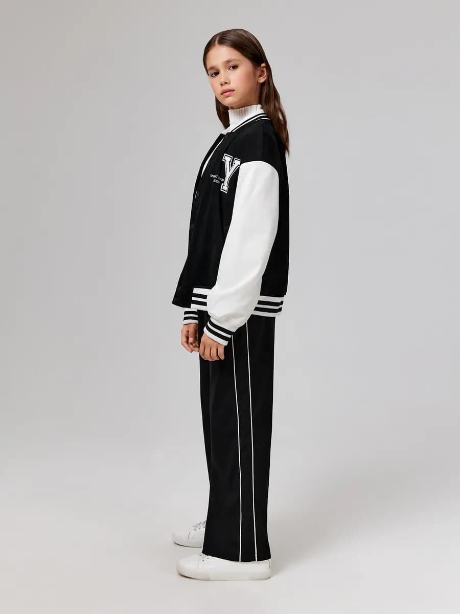 Школьные брюки клеш с лампасами