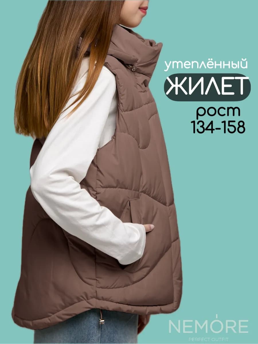 Жилетка утепленная демисезонная с капюшоном безрукавка