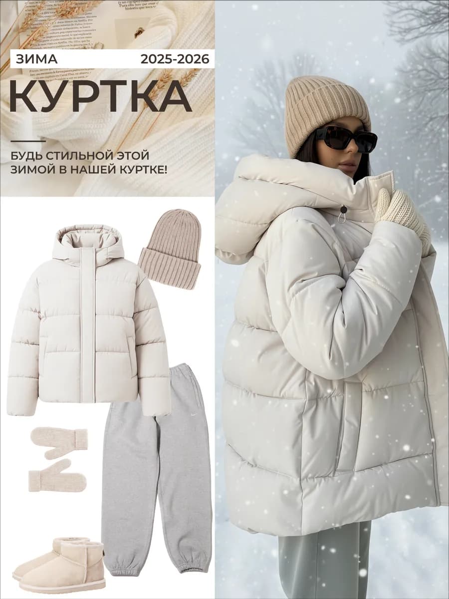 Куртка зимняя короткая с капюшоном