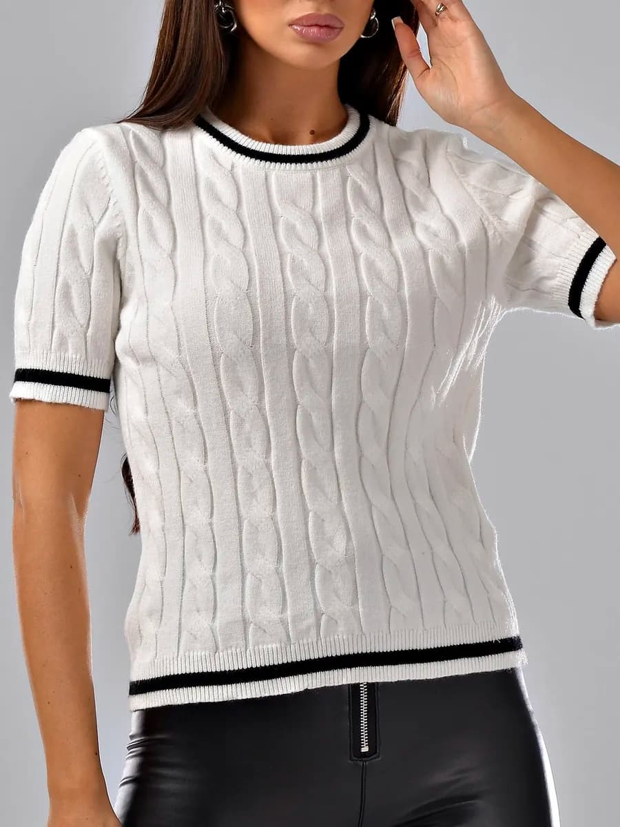 Вязаный джемпер пуловер с коротким рукавом