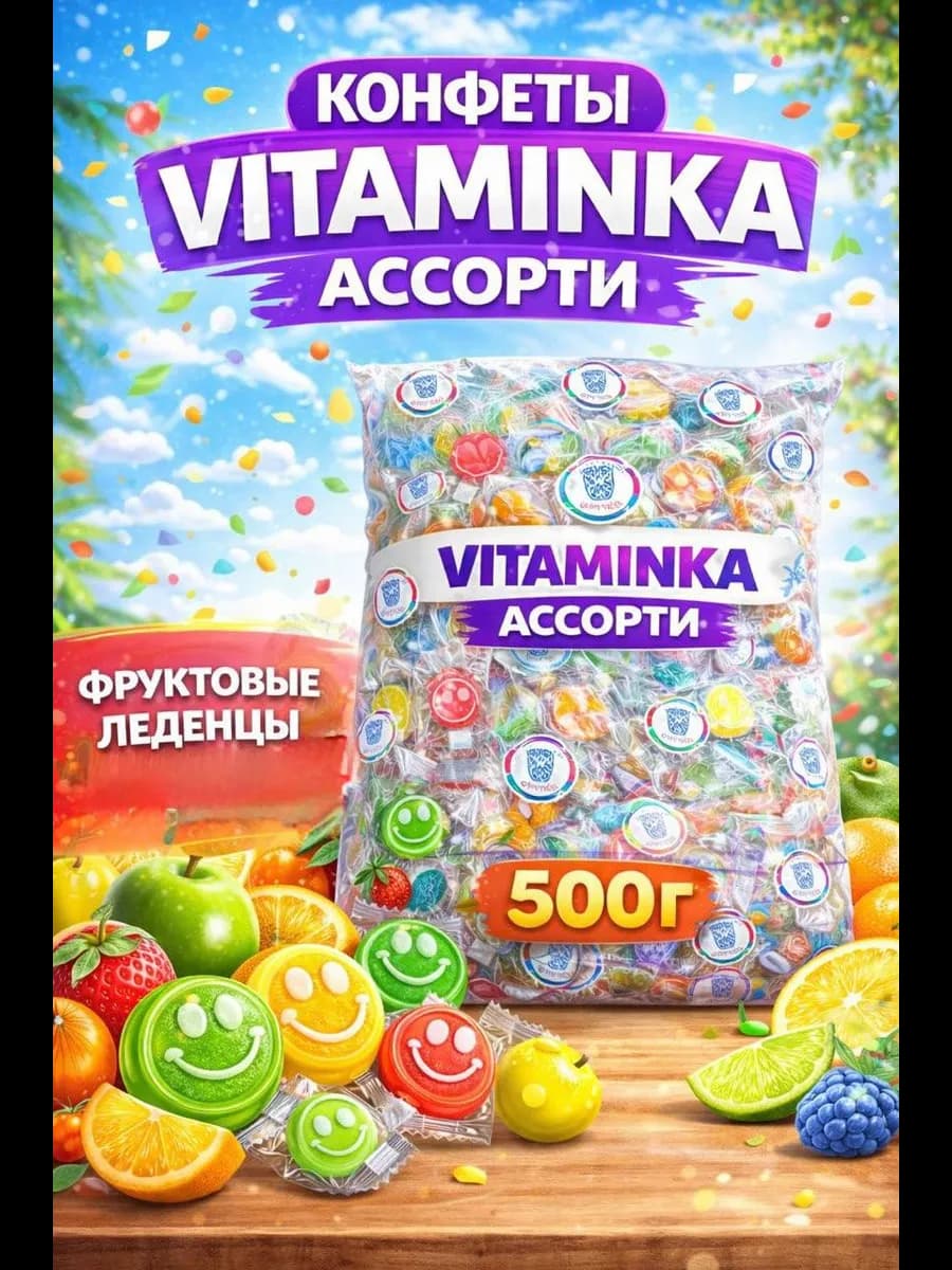 Конфеты 500гр смайлики с аскорбиной
