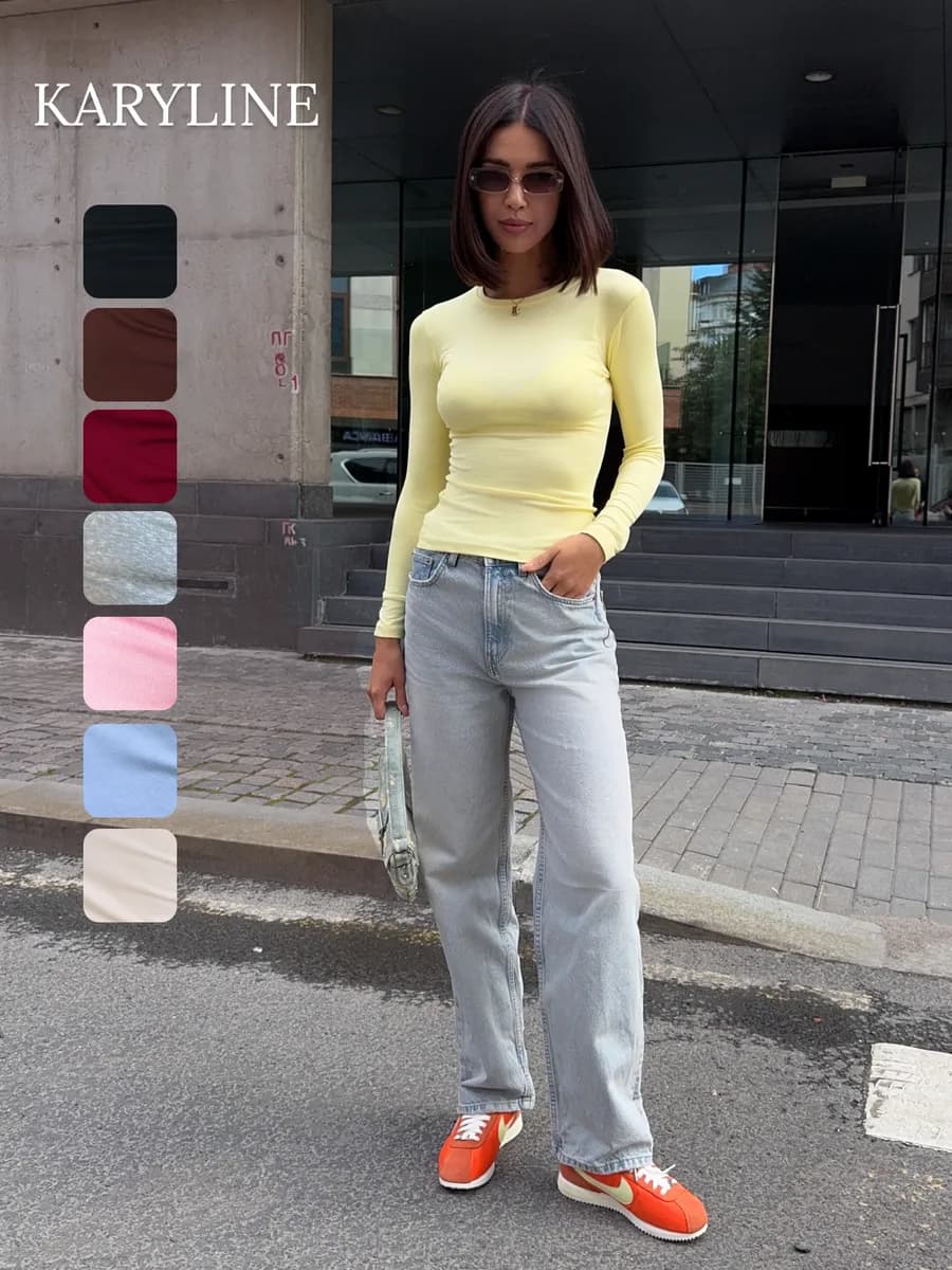 Лонгслив облегающий футболка с длинным рукавом - фото 1