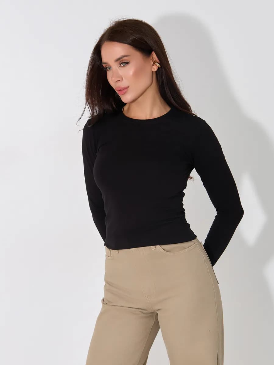 Лонгслив базовый облегающий