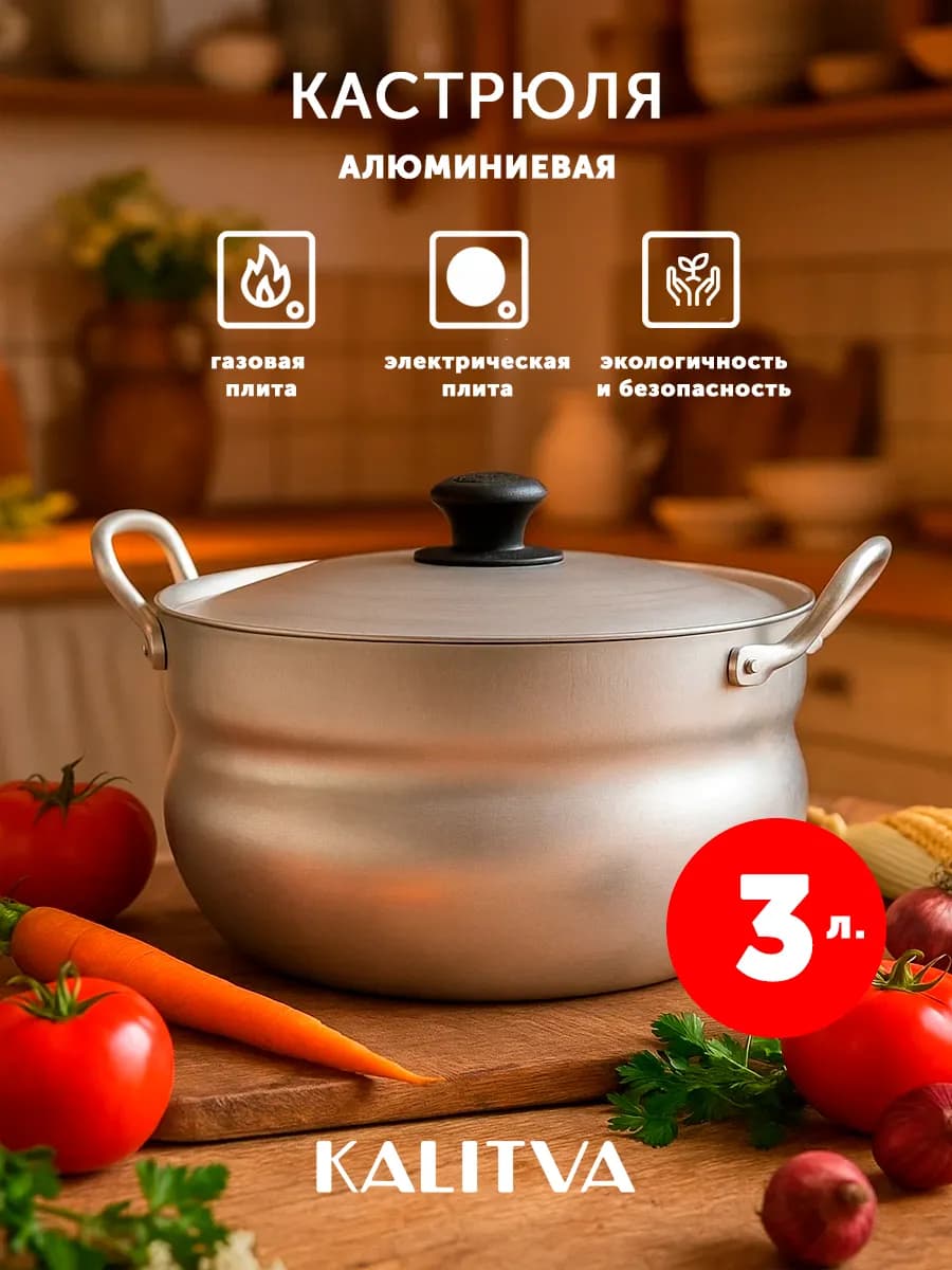 Кастрюля алюминиевая 3 литра - фото 1
