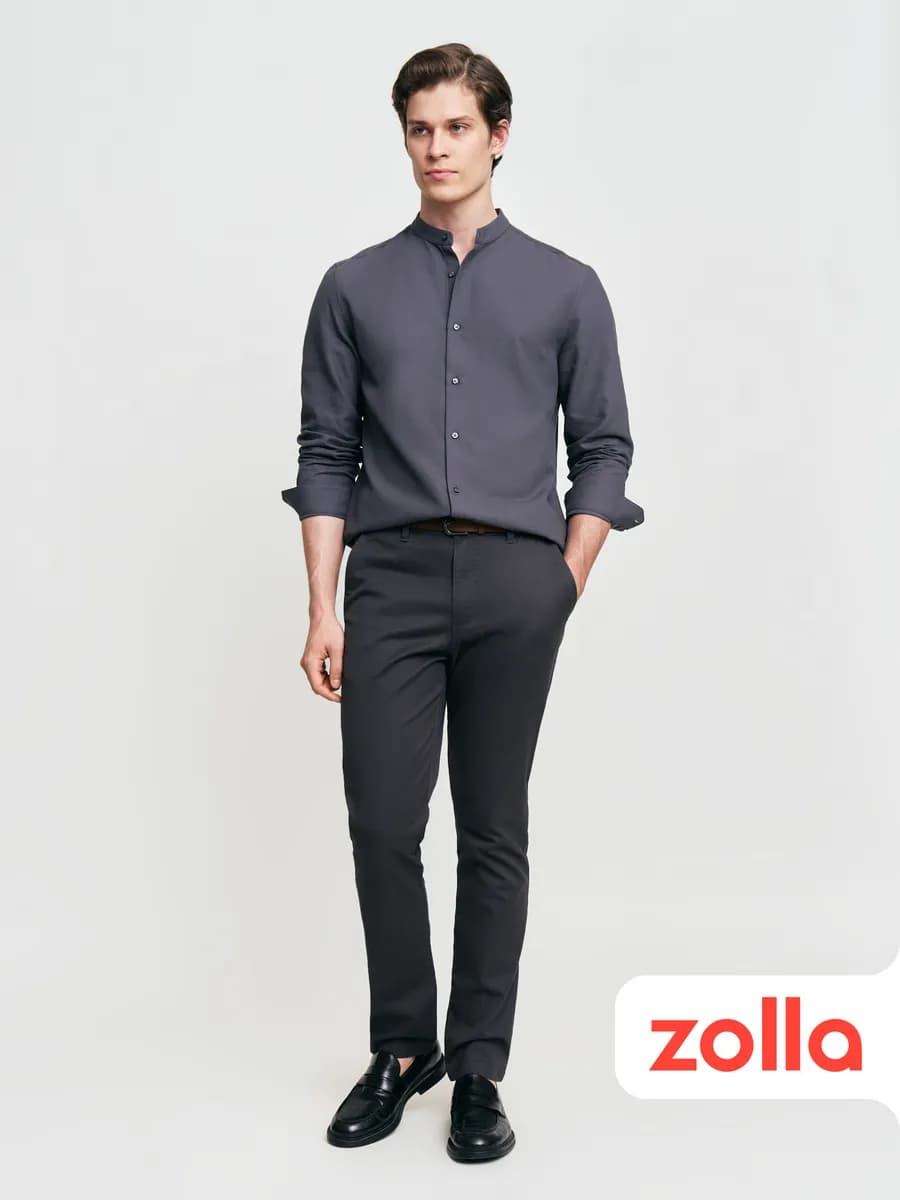 Мужские брюки Slim из хлопка с ремнём