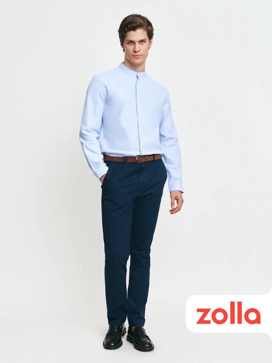 Мужские брюки Slim из хлопка с ремнём