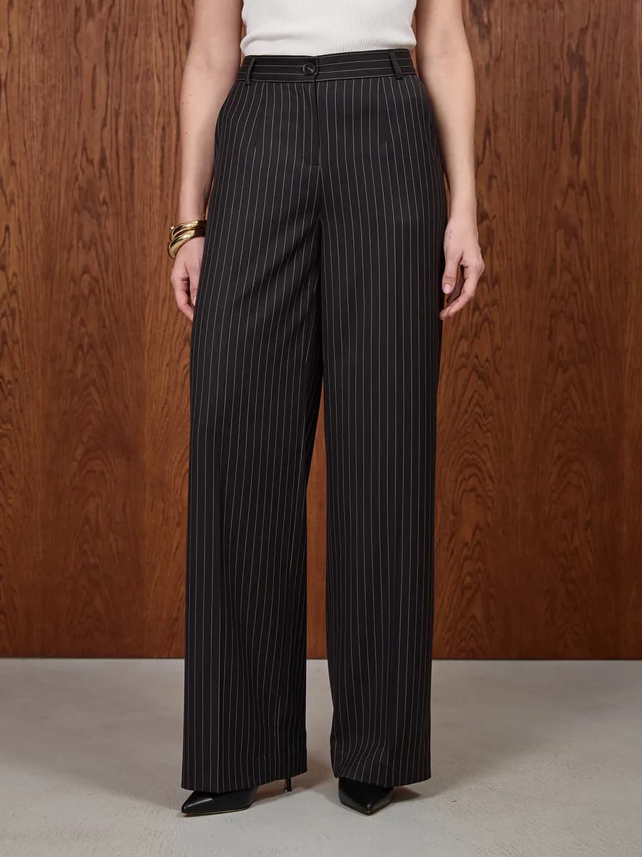 Брюки палаццо классические широкие в полоску