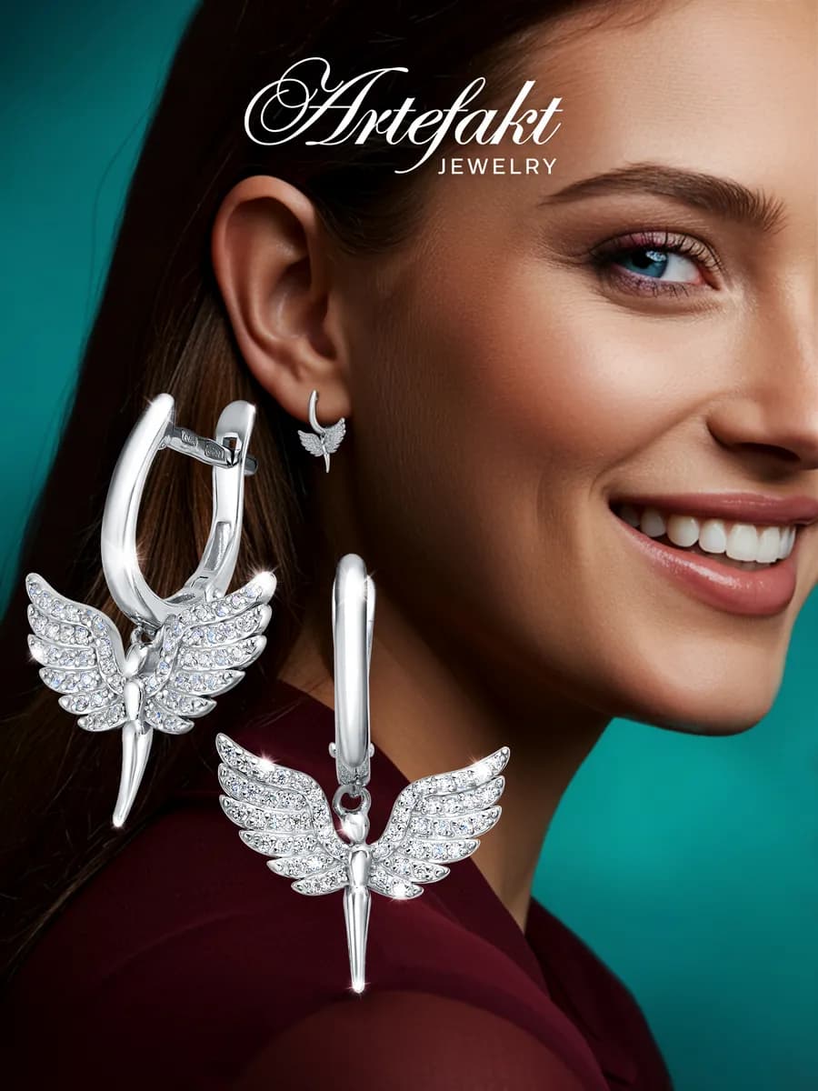 Серьги серебро 925 висячие длинные крылья серебряные