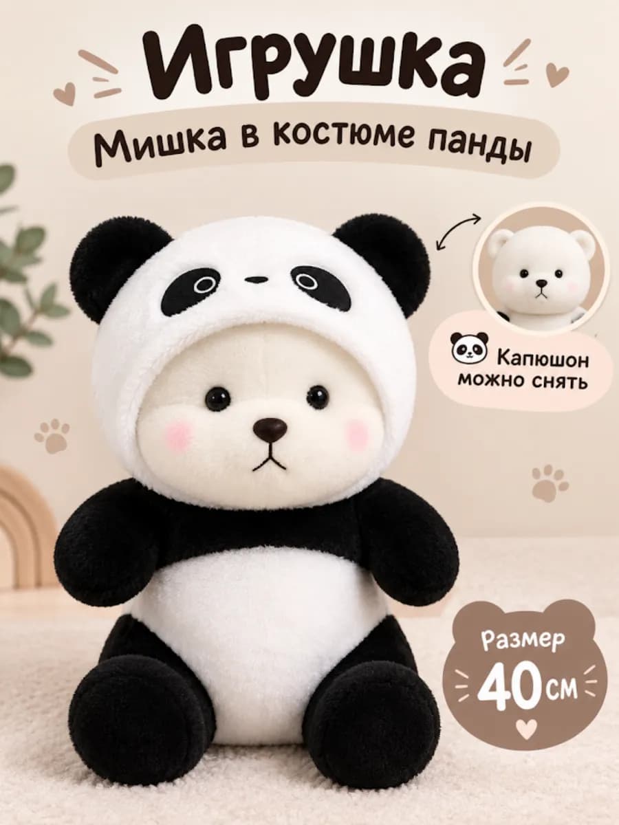 Мягкая игрушка Мишка в костюме Панды 40 см
