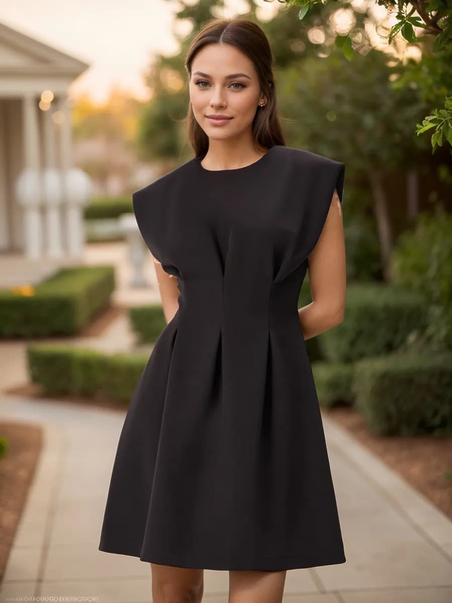 Платье мини со складками