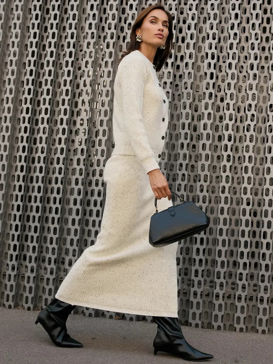 Костюм с юбкой и кардиганом кофтой вязаный теплый