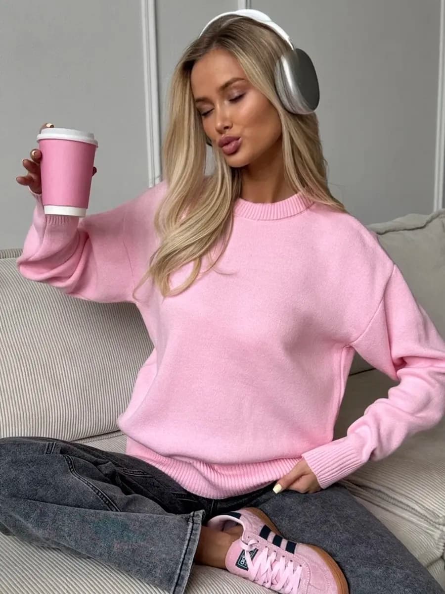 Свитер вязаный оверсайз удлиненный