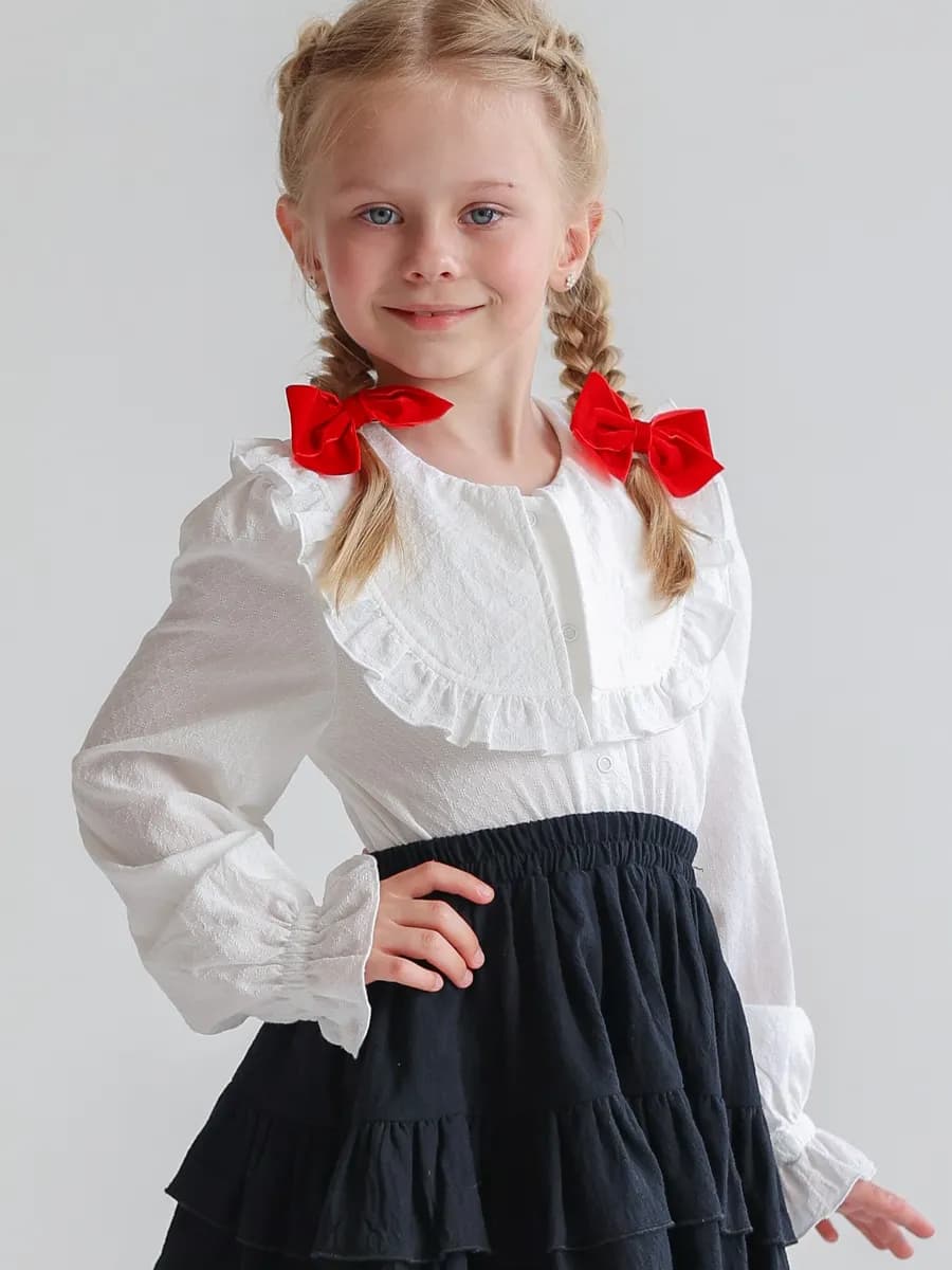 Блузка школьная нарядная на кнопках - фото 1