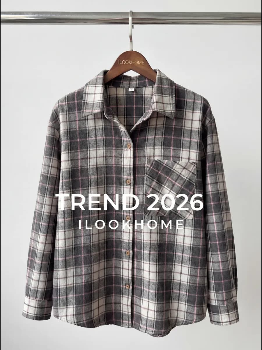 Рубашка в клетку новогодняя оверсайз теплая