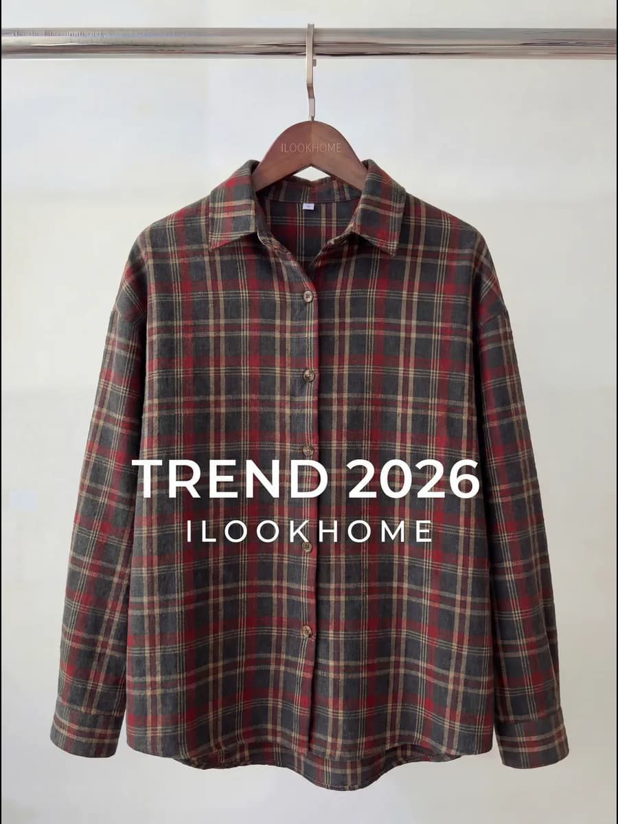 Рубашка в клетку оверсайз новогодняя теплая больших размеров