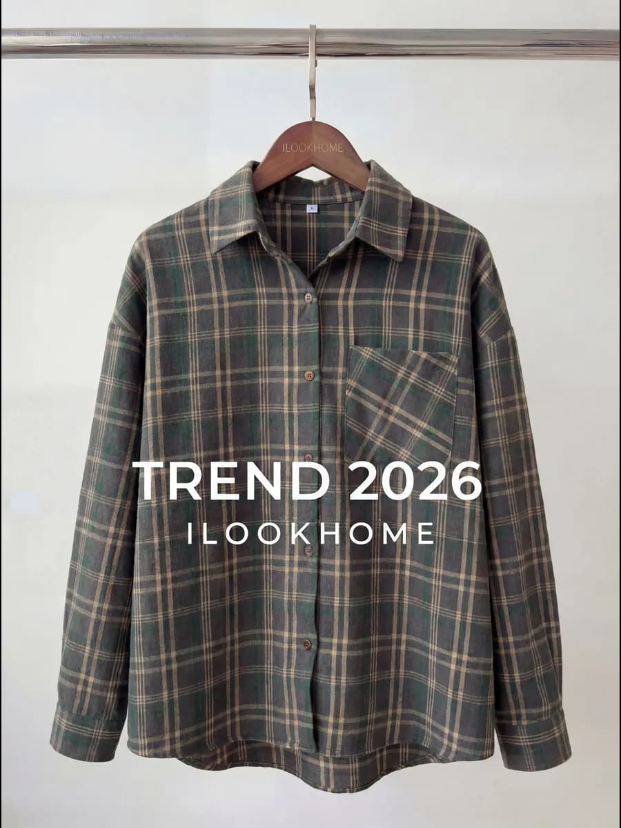 Рубашка в клетку новогодняя оверсайз теплая