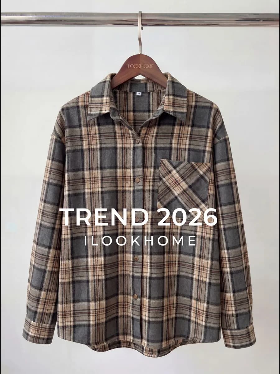 Рубашка в клетку новогодняя оверсайз теплая - фото 1