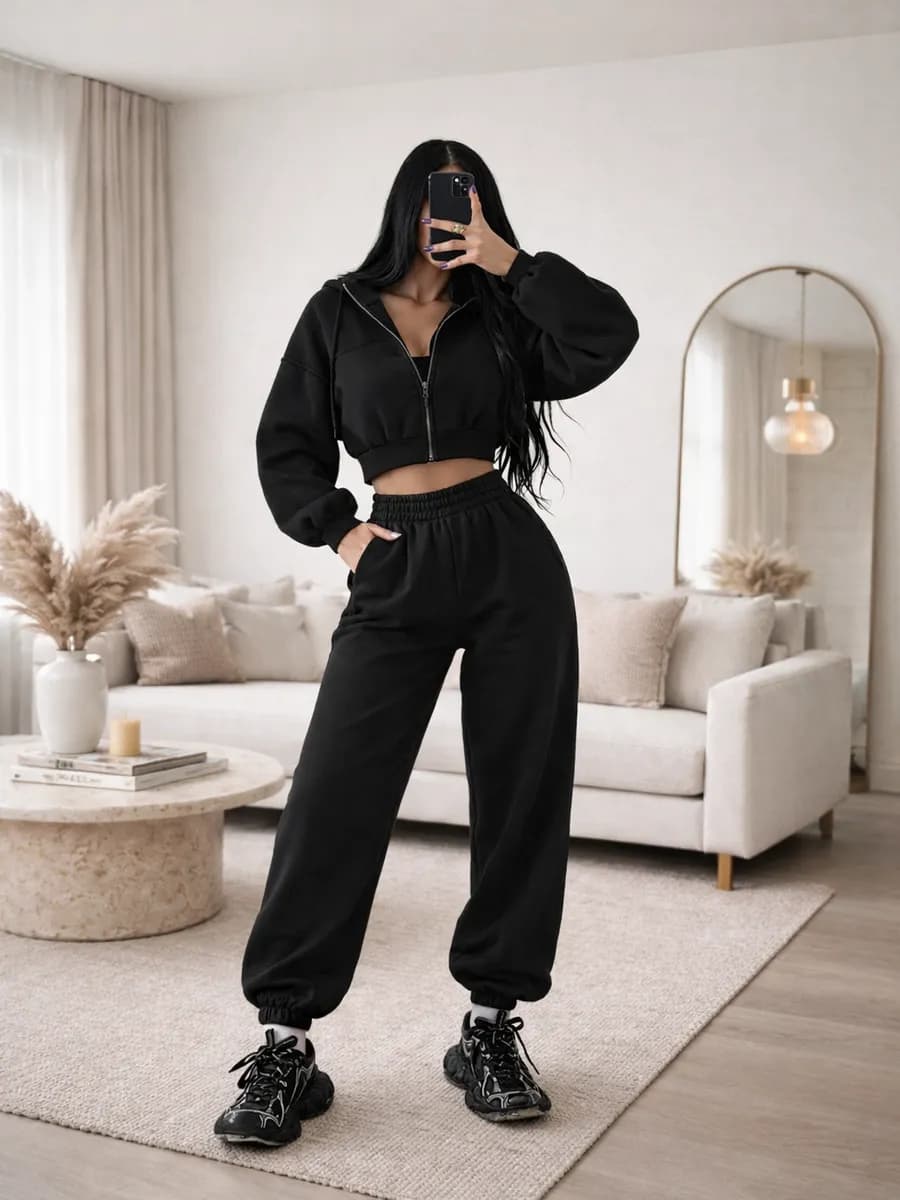 Костюм спортивный зип худи и штаны с начесом