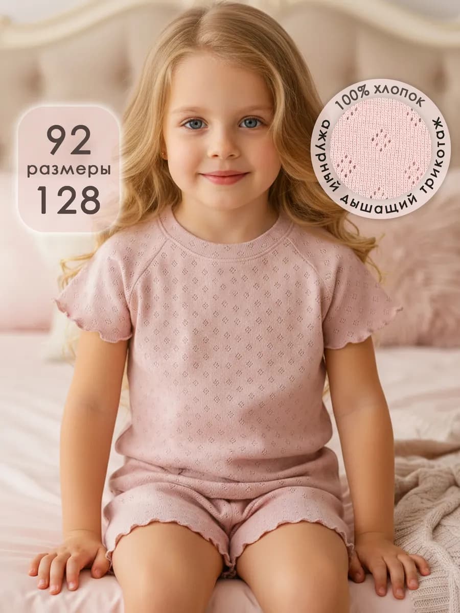 Пижама детская с коротким рукавом и шортами для дома садика
