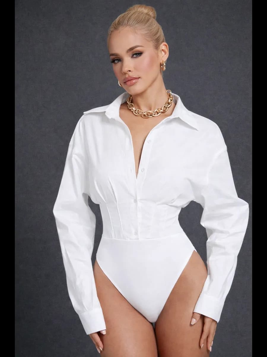 Боди с длинным рукавом классическое - фото 1