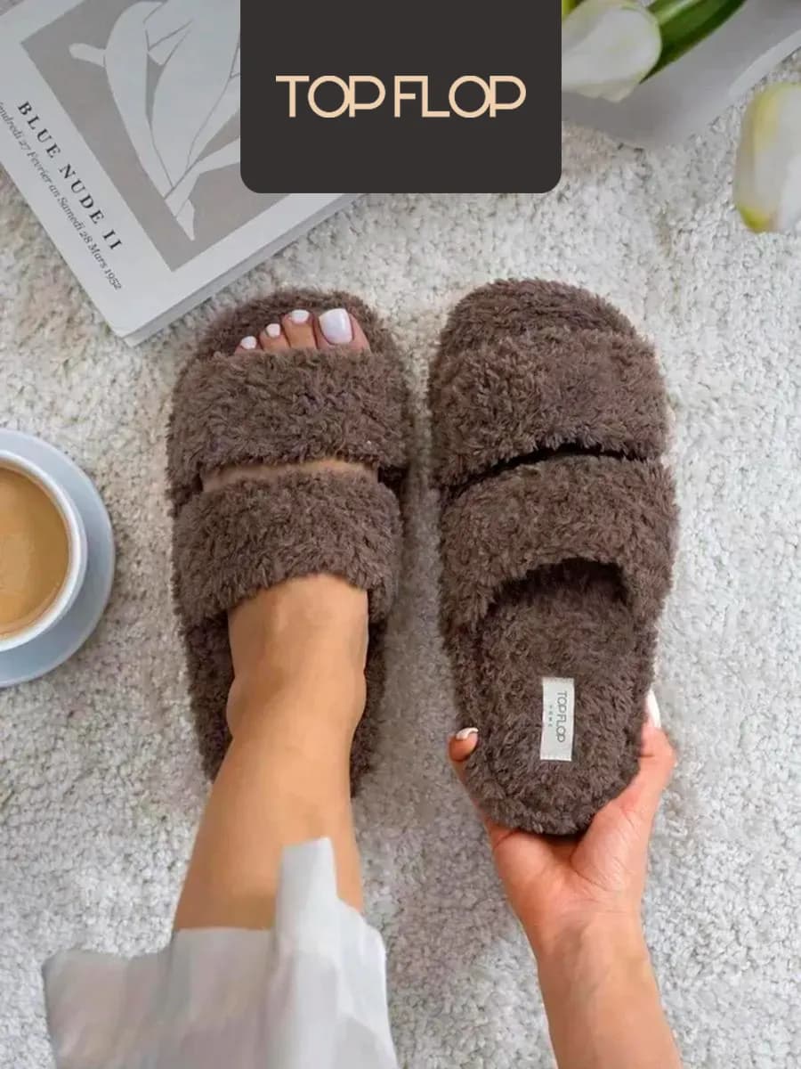 Тапочки домашние меховые открытые