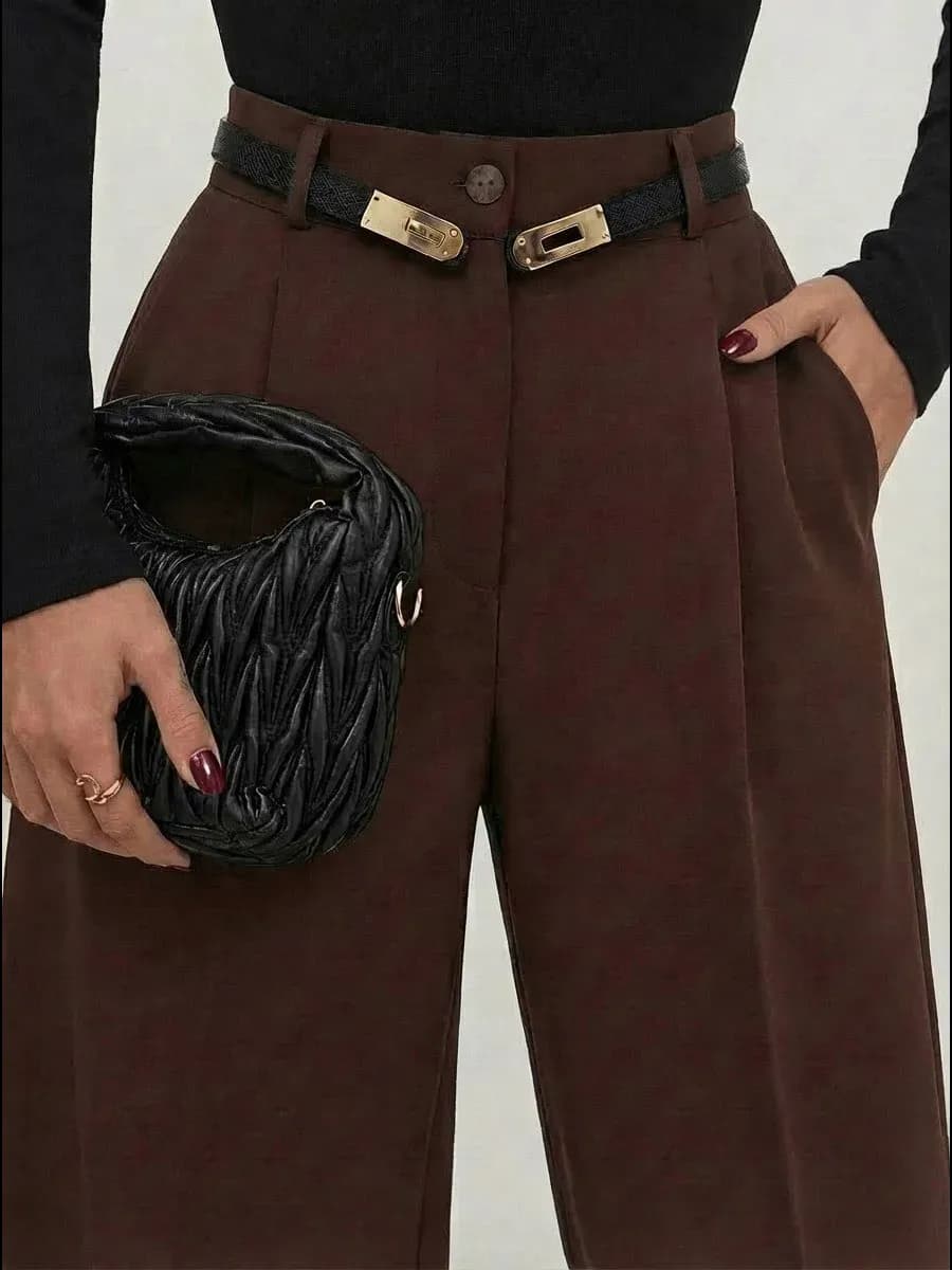 Брюки прямые с высокой посадкой классика