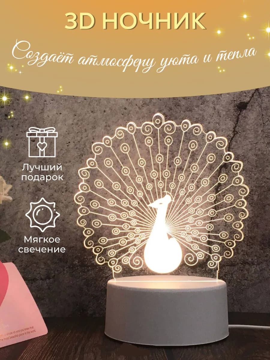 Ночник детский в розетку USB светильник настольный