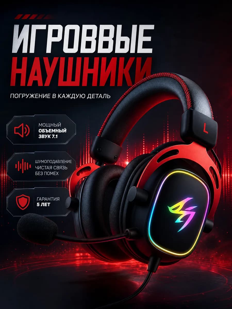Наушники игровые с микрофоном