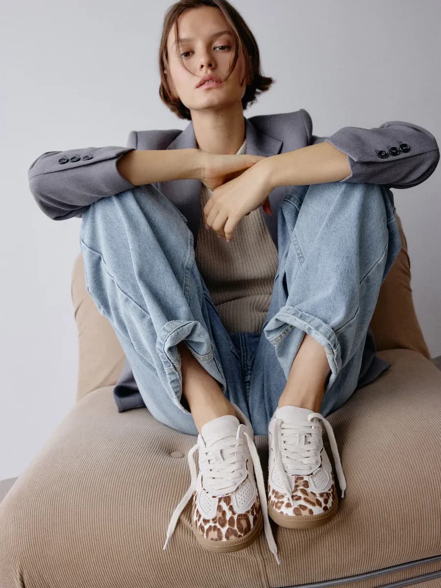 Кеды из натуральной замши и меха пони