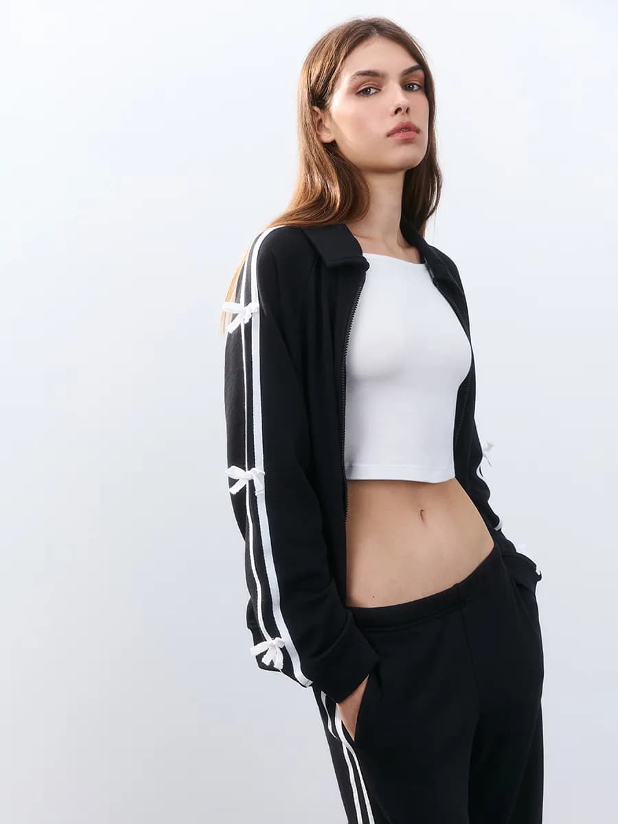 Худи зипка с лампасами и бантиками