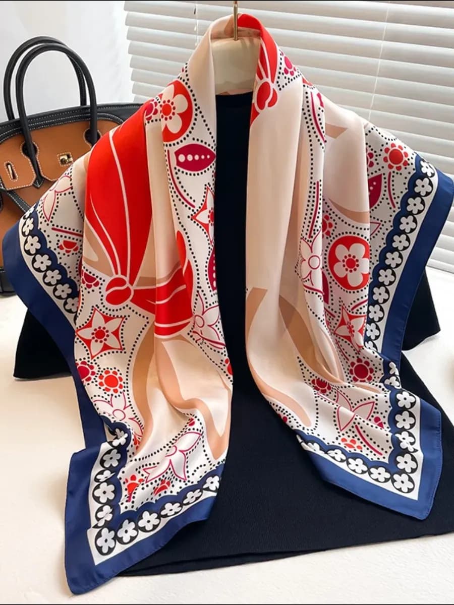 Платок шелковый на голову и шею