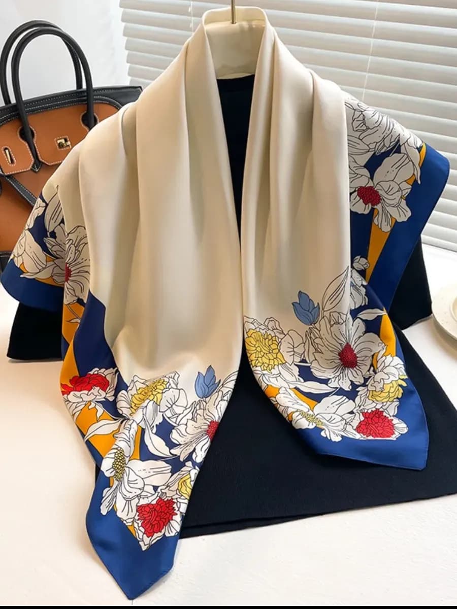 Платок шелковый на голову и шею