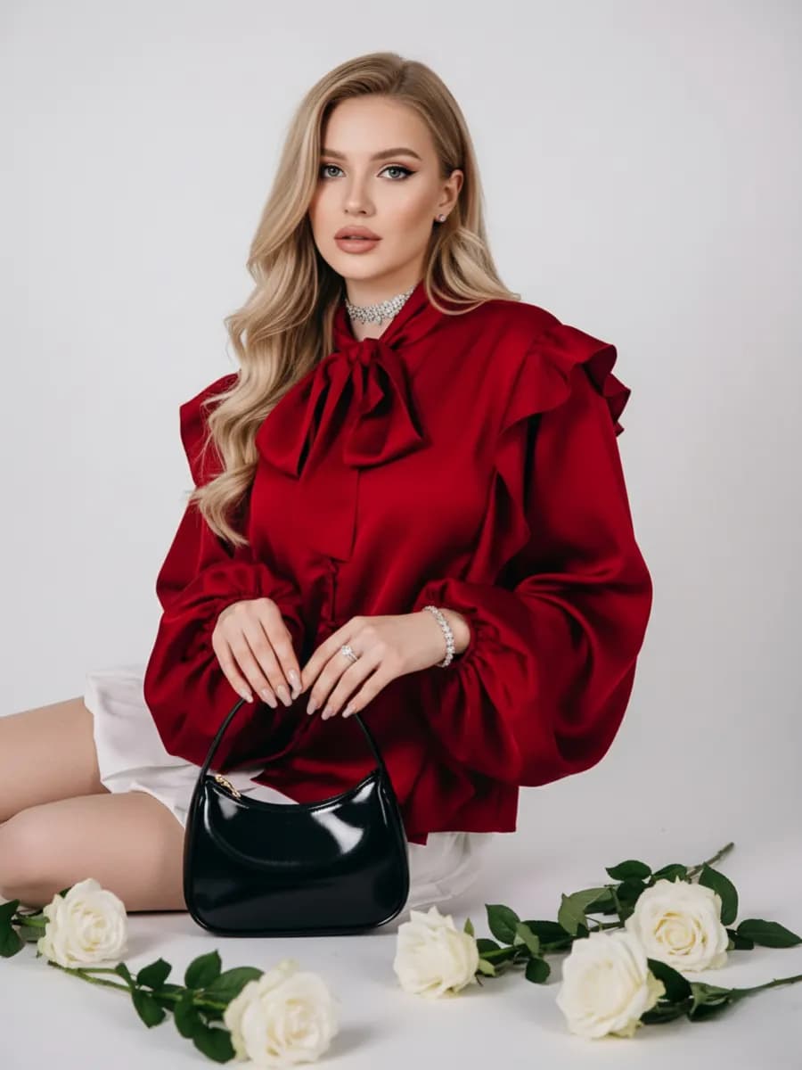 Блузка нарядная с воланами праздничная