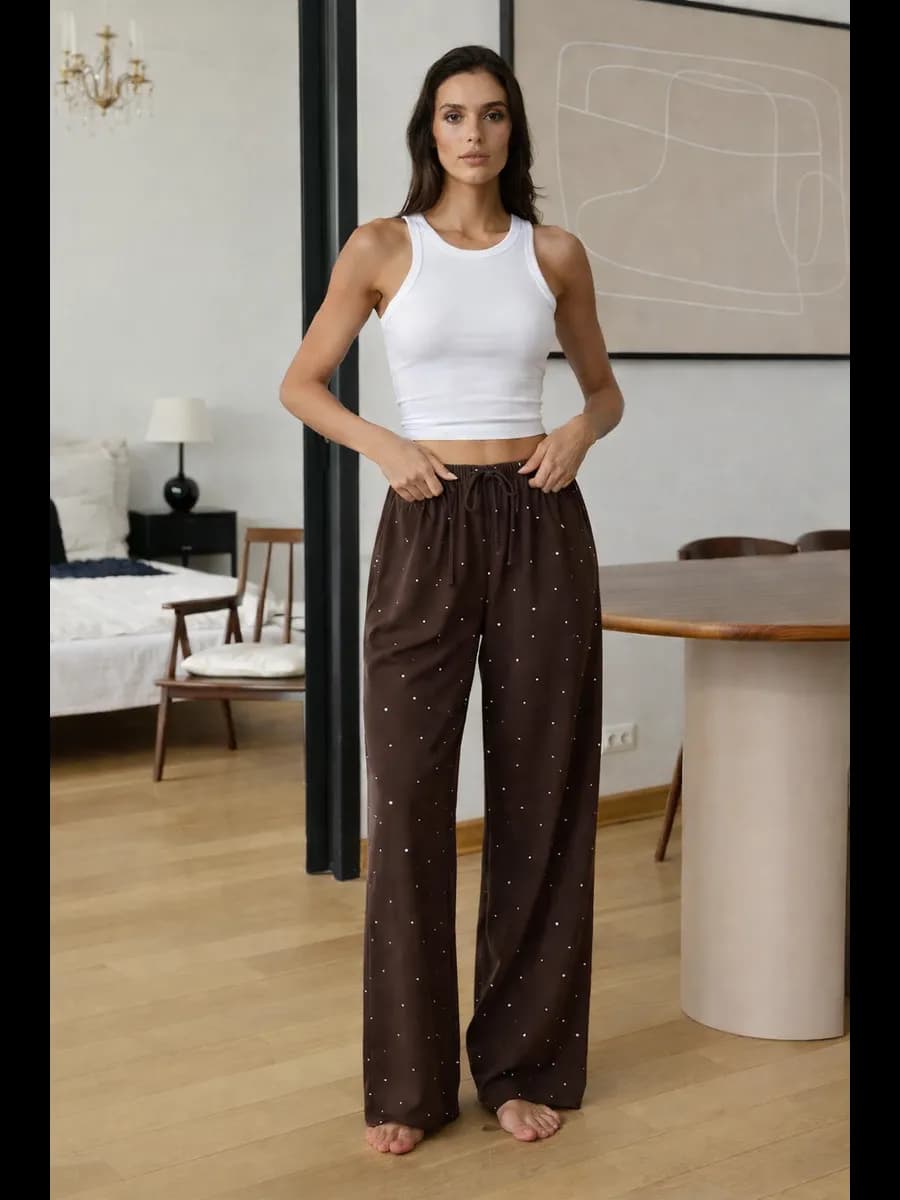 Брюки женские домашние широкие подарок на 8 Марта