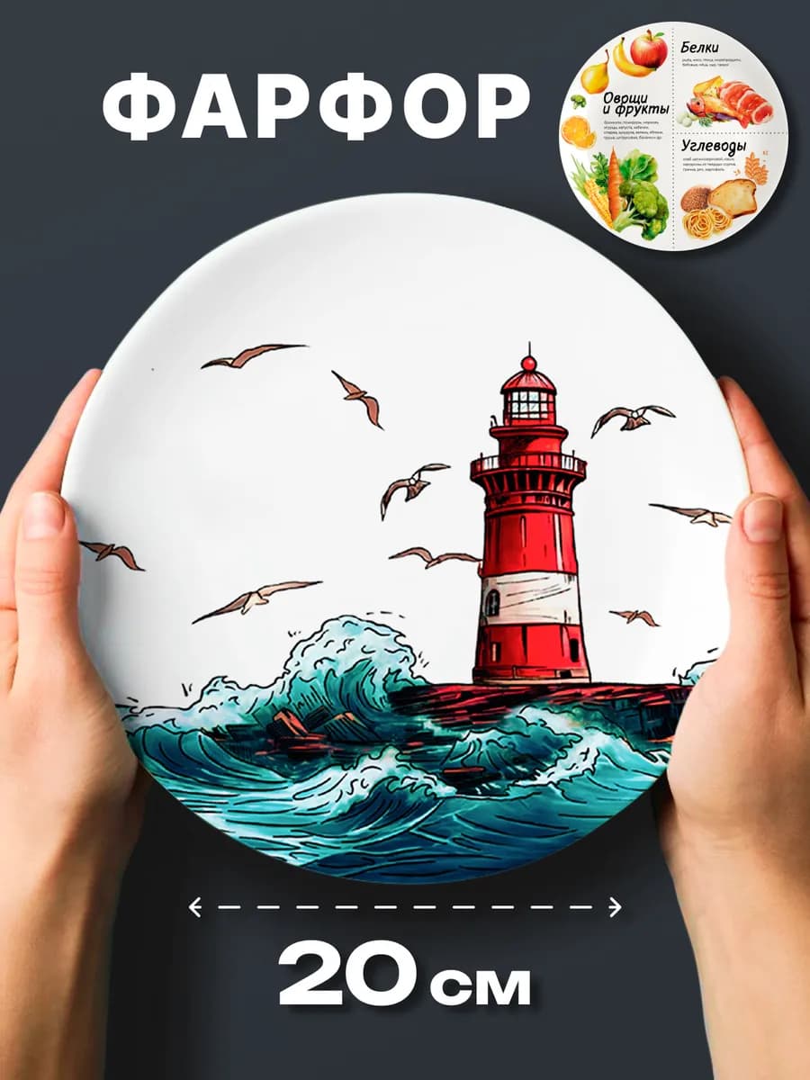 Тарелка фарфоровая обеденная в подарок с надписью Новый год…