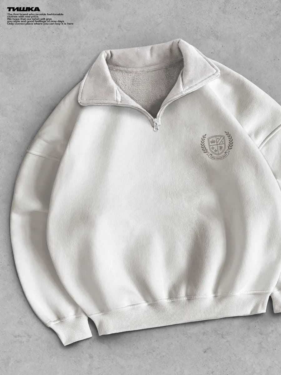 Оверсайз свитшот с воротником с принтом Old money