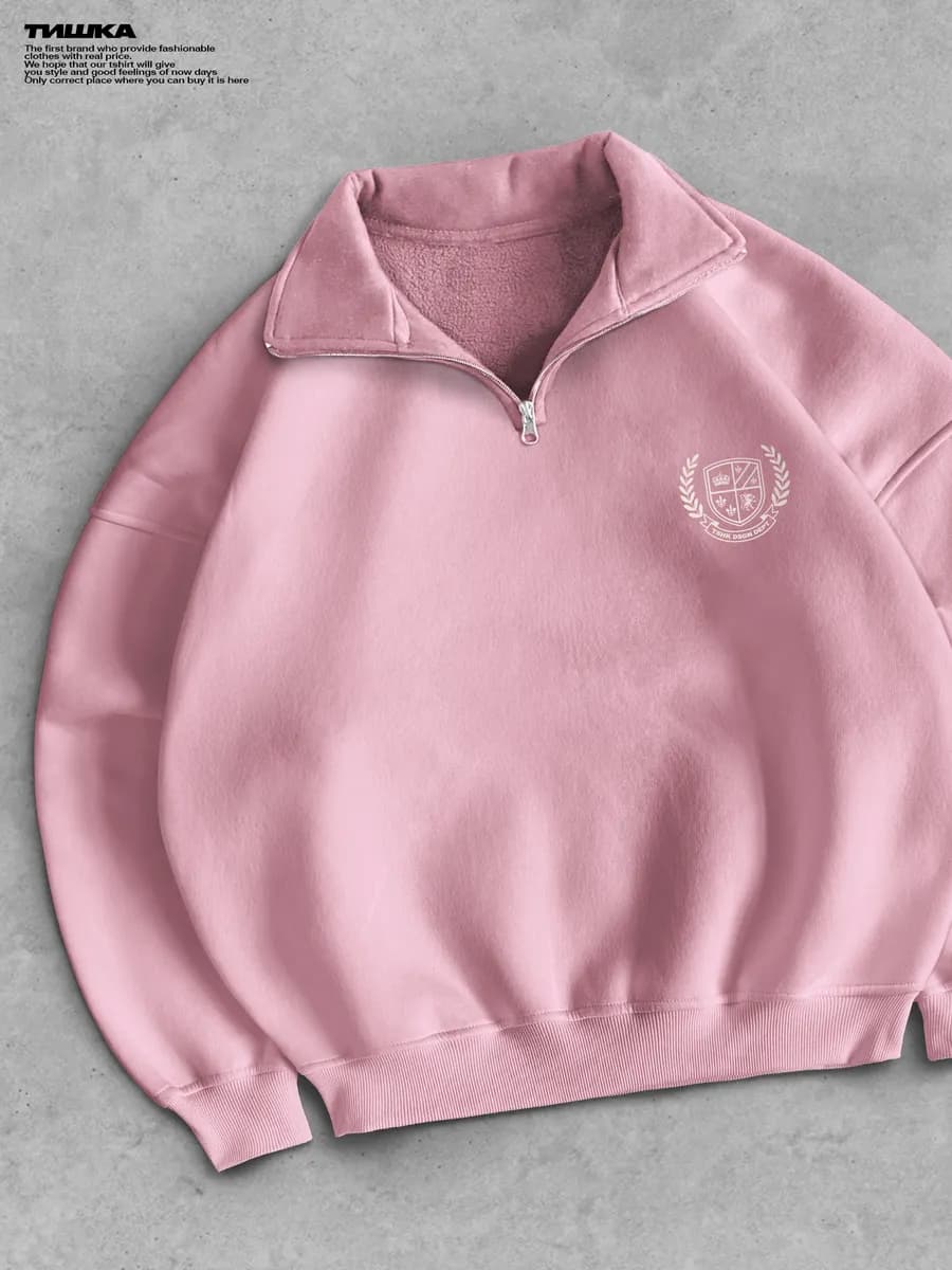 Оверсайз свитшот с воротником с принтом Old money