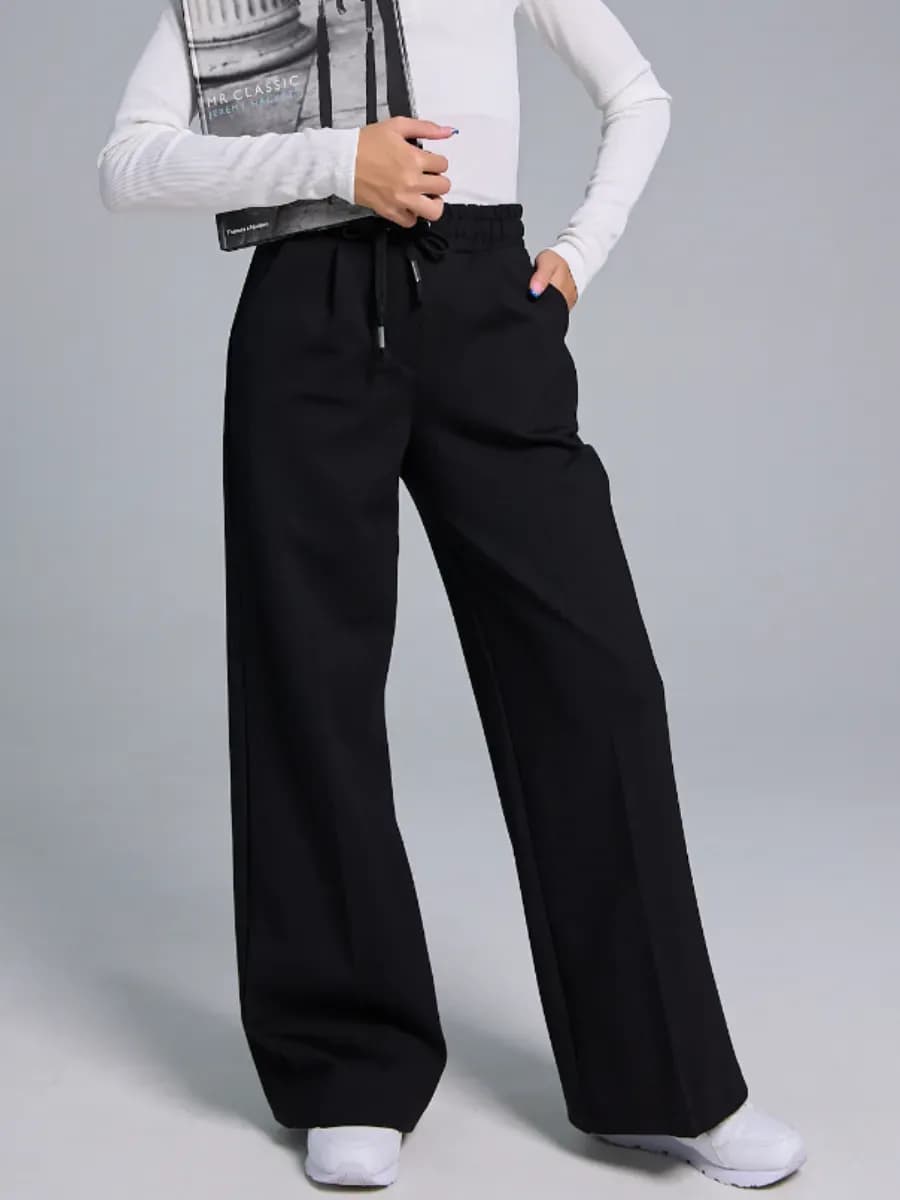 Школьные брюки палаццо широкие трикотаж