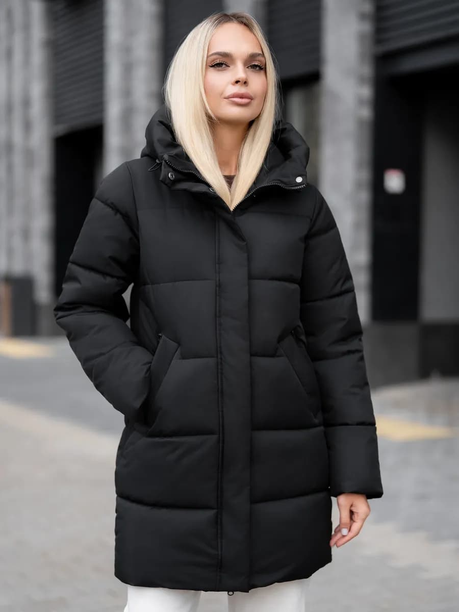Куртка зимняя удлиненная с капюшоном
