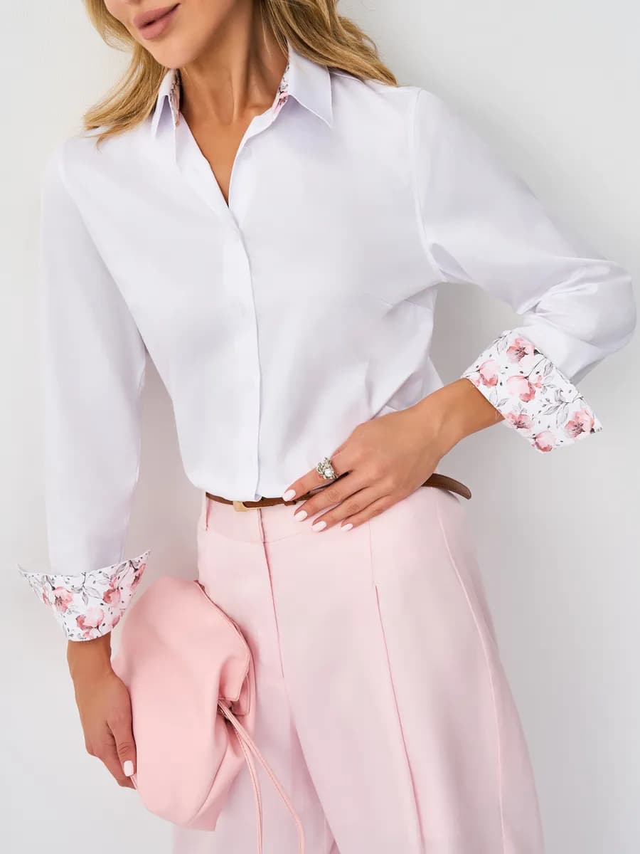 Белая рубашка офисная нарядная