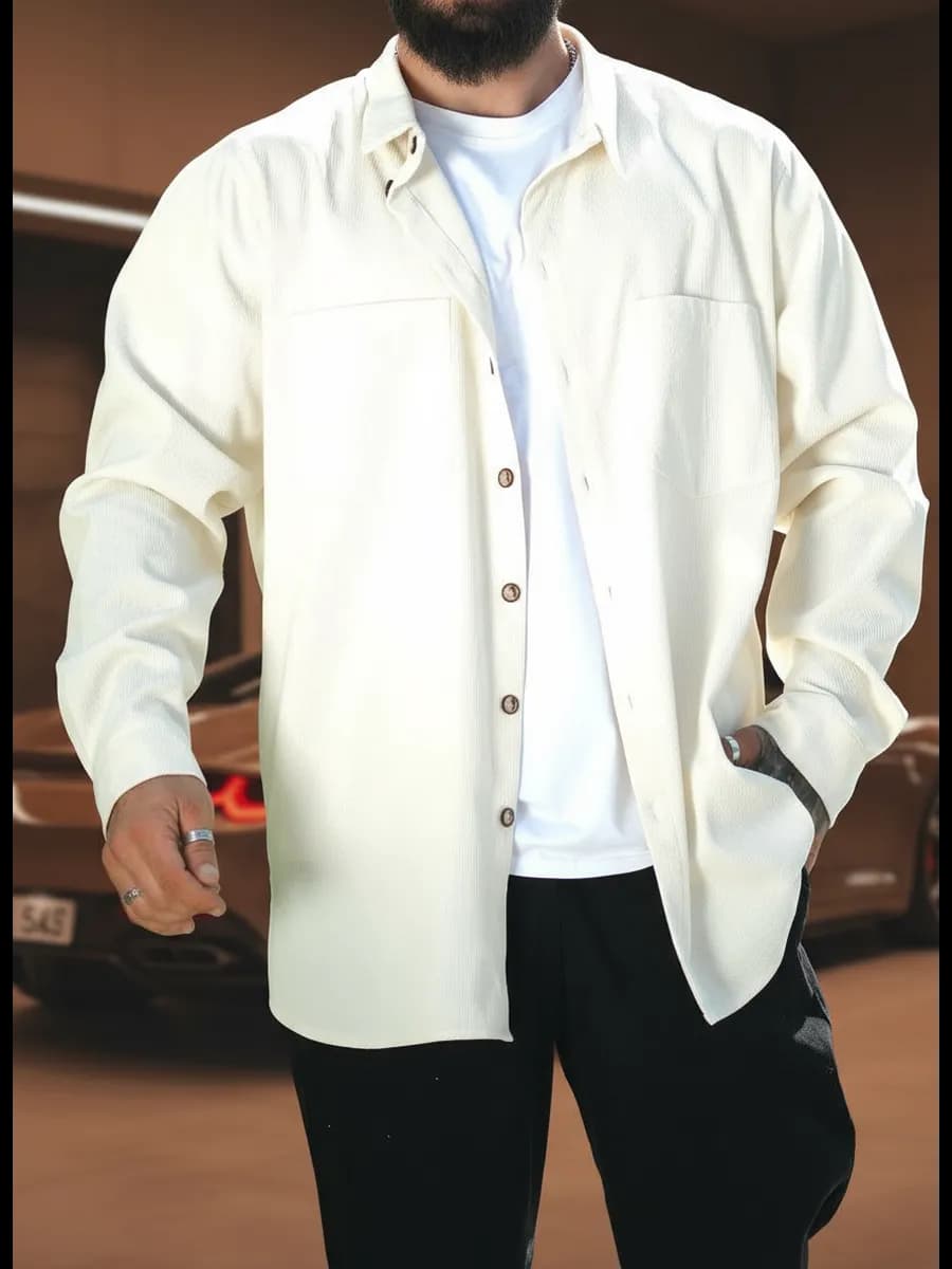 Рубашка вельветовая оверсайз с длинным рукавом